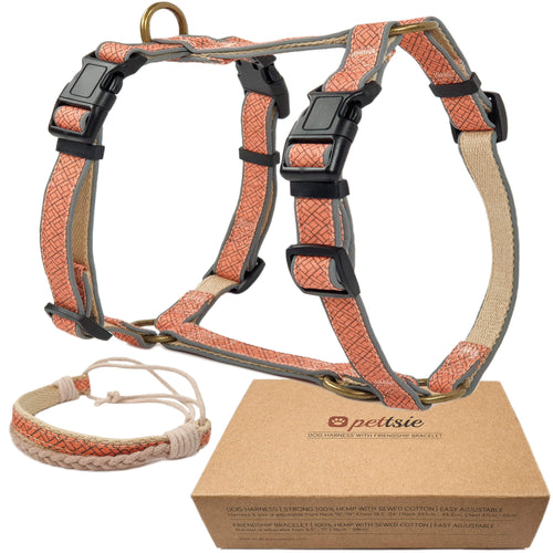 Pettsie No-Pull No-Choke Dog Harness Reflective & Matching Friendship Bracelet, 3 adjustable sizes