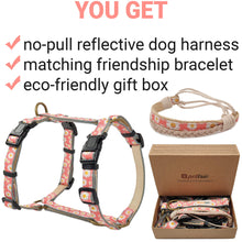 Pettsie No-Pull No-Choke Dog Harness Reflective & Matching Friendship Bracelet, 3 adjustable sizes