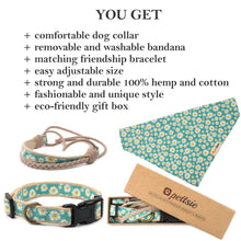 Pettsie Dog Collar & Bandana & Matching Friendship Bracelet, 3 adjustable sizes