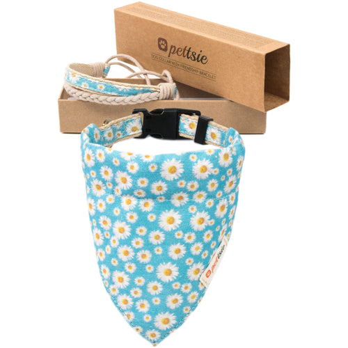 Pettsie Dog Collar & Bandana & Matching Friendship Bracelet, 2 adjustable sizes