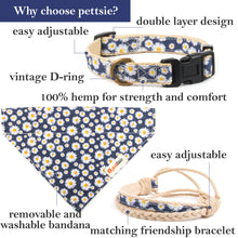 Pettsie Dog Collar & Bandana & Matching Friendship Bracelet, 4 adjustable sizes