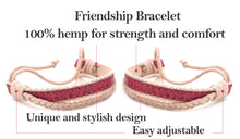 Pettsie Matching Friendship Bracelets, 2 Pack Set, Easy Adjustable, 100% Cotton and Hemp