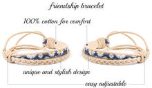 Pettsie Matching Friendship Bracelets, 2 Pack Set, Easy Adjustable, 100% Cotton and Hemp