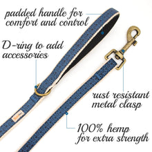 pettsie-blue-dog-leash-hemp-5-ft-long-gift-box-features
