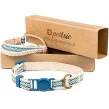 Blue cat collar with breakaway safety and friendship bracelet for you