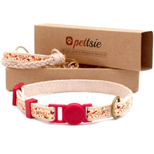 Stylish purple cat collar in unique design for the modern cat with friendship bracelet