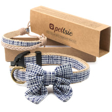 Dog collar with bow tie & matching friendship bracelet, pet-friendly hemp, strong D-ring