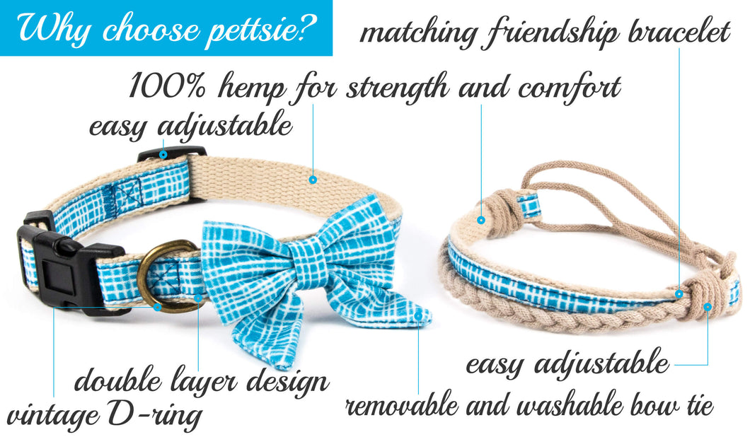 Dog collar with bow tie & matching friendship bracelet, pet-friendly h –  Pettsie