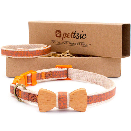 pettsie-orange-cat-collar-wood-bow-tie-matching-friendhip-bracelet-calming-cotton