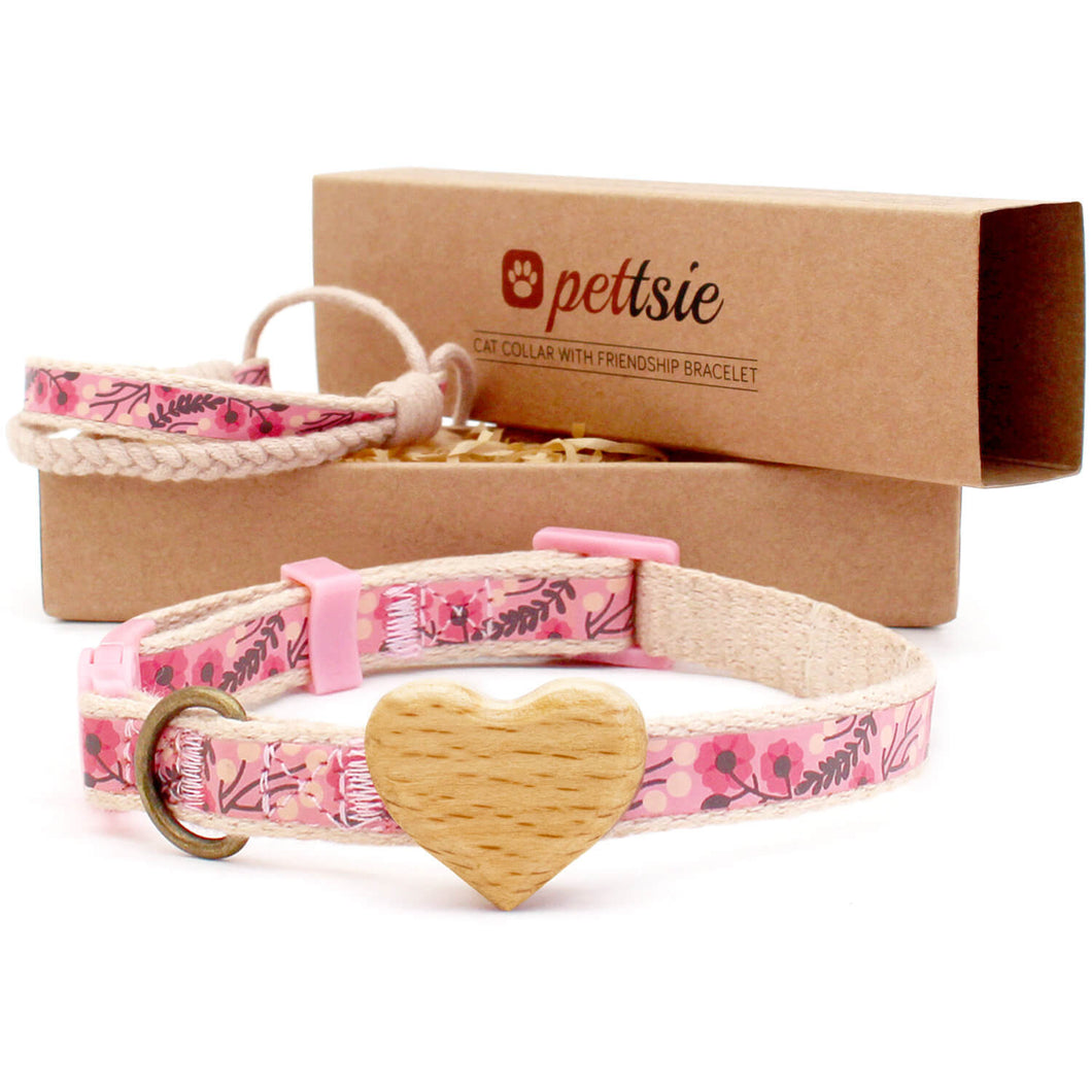 pettsie-pink-cat-collar-wood-heart-matching-friendship-bracelet-calming-cotton-dapper