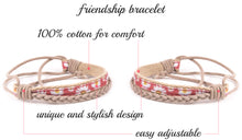 Pettsie Matching Friendship Bracelets, 2 Pack Set, Easy Adjustable, 100% Cotton and Hemp