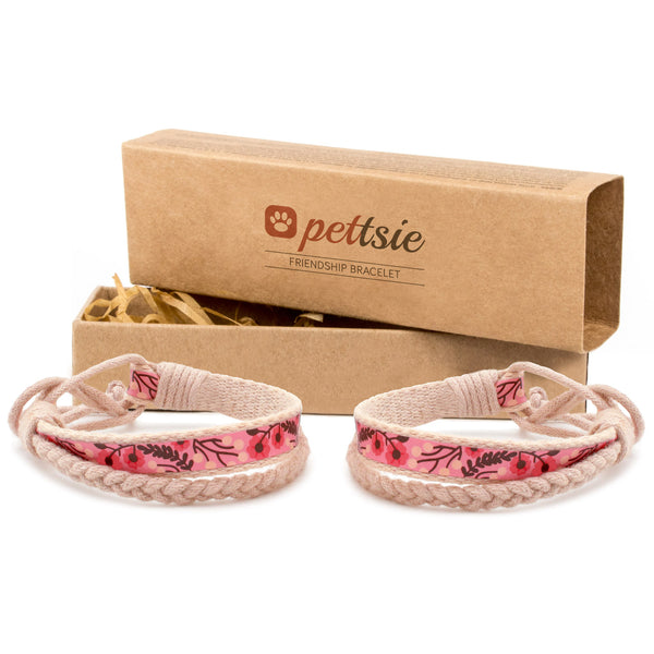 Pettsie Matching Friendship Bracelets, 2 Pack Set, Easy Adjustable, 100% Cotton