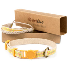 Yellow kitten collar with safety breakaway buckle and friendship bracelet for you