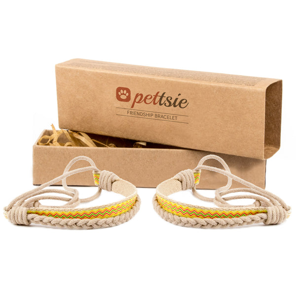 Pettsie Matching Friendship Bracelets, 2 Pack Set, Easy Adjustable, 100% Cotton