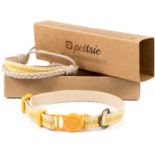 Yellow cat collar with breakaway safety and friendship bracelet for you